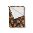 thumbnail image 2 of Cartoon Soft Flannel Fleece Blanket, Lions Illustrations in Tribal Theme Feathers and Floral Strokes King of the Jungle, Cozy Plush for Indoor and Outdoor Use, 70" x 90", Multicolor, by Ambesonne, 2 of 6