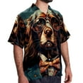 thumbnail image 2 of Retro Dog Men's Short Sleeve Printed Button Down Beach Shirt Casual Summer Unisex Tops with Spread Collar, 2 of 6