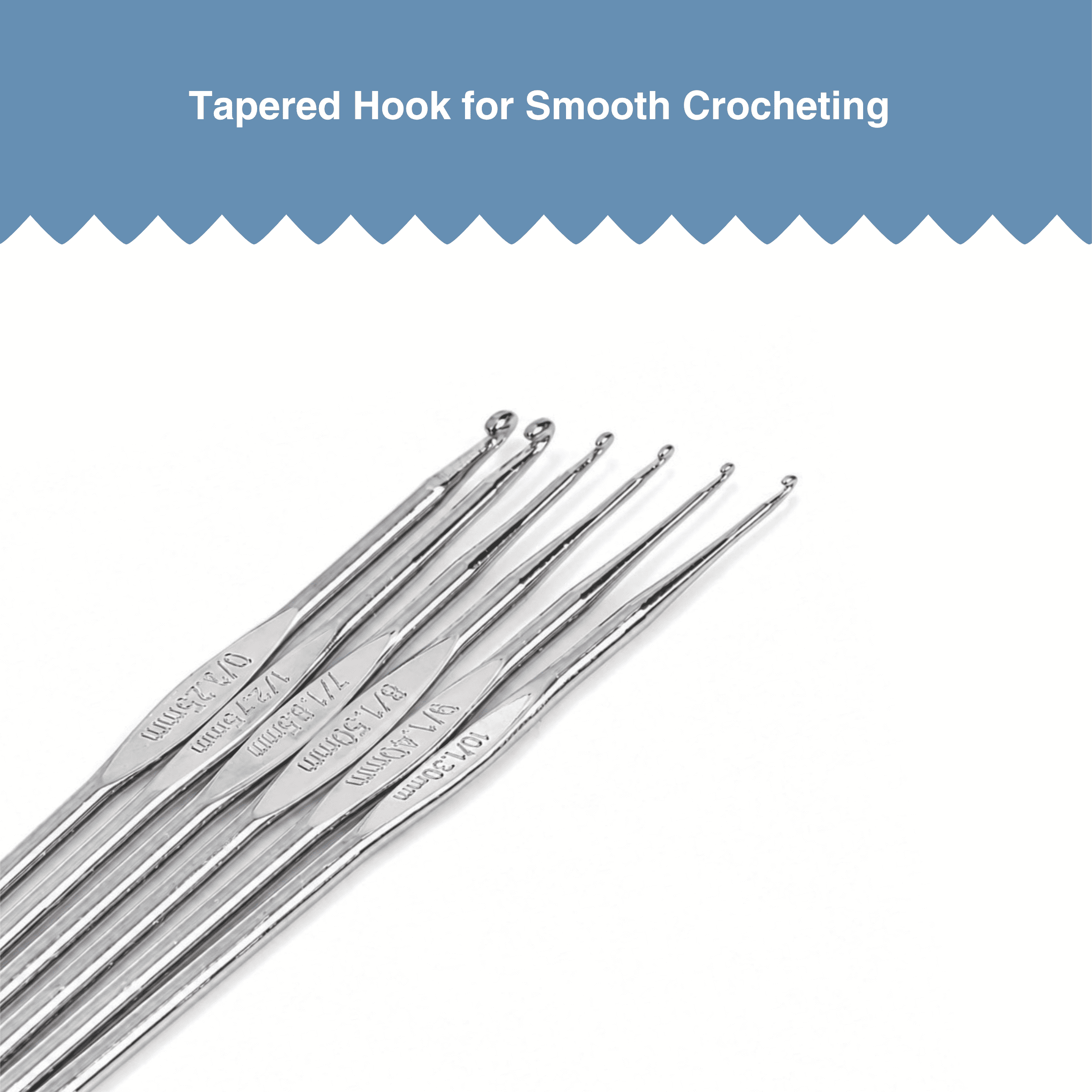 Hello Hobby Steel Crochet Hooks, Sizes 00 and 2-6, 6-Piece Set