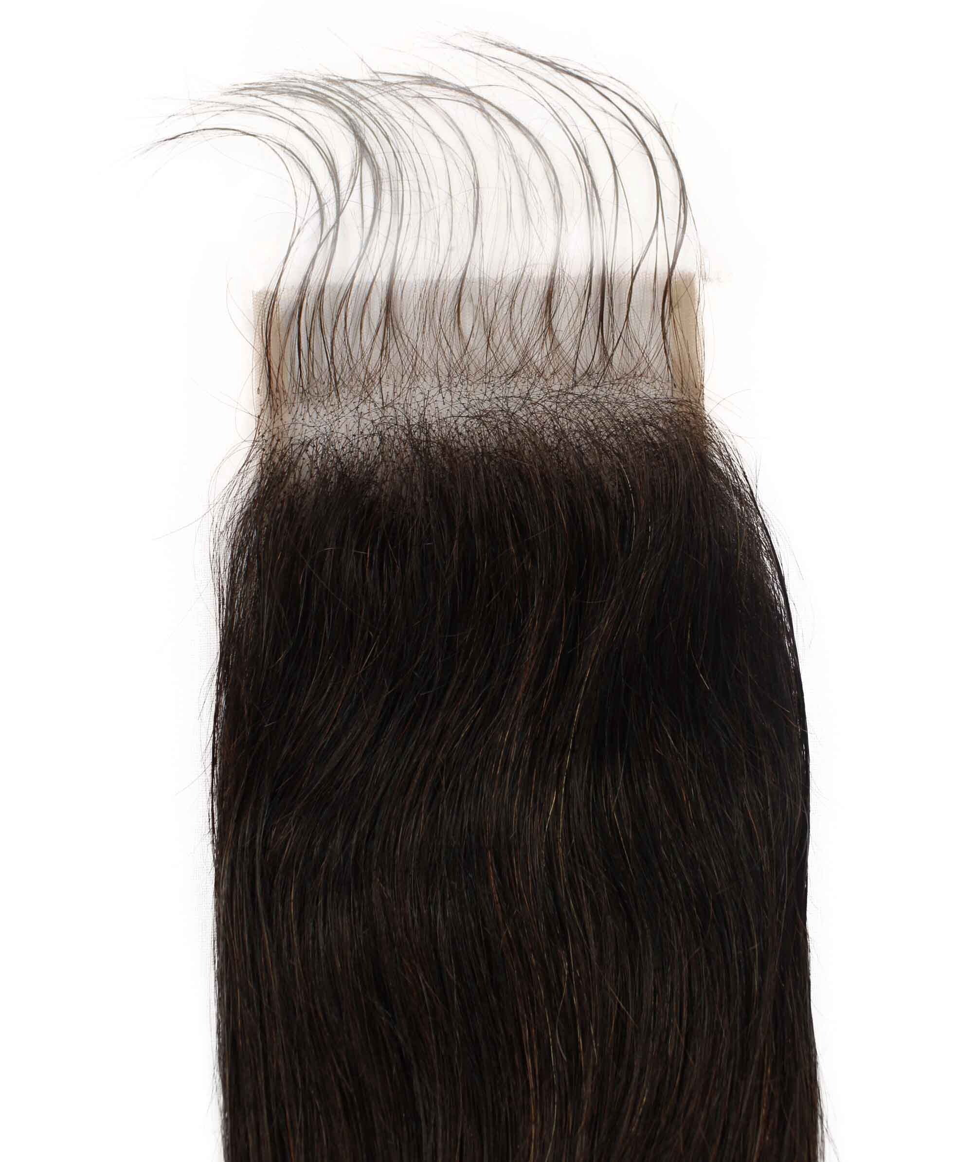 LUXLUXE Women Rico 100% Unprocessed A7 Grade Human Hair Bundle 10 Inches 101214 Lengths Free Part 4X4 Hand Tied Swiss Lace Closure