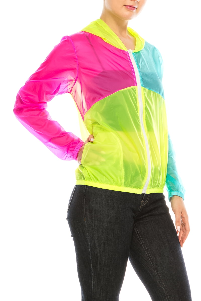 Lightweight Casual Hooded Neon Windbreaker Jacket | Sun