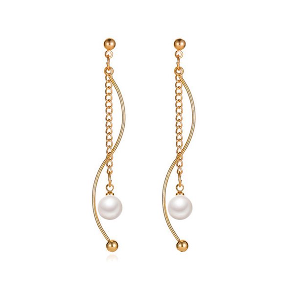RYRDWP Fringed Wave Pearl Earrings Elegant Small Earrings Delicate Earrings