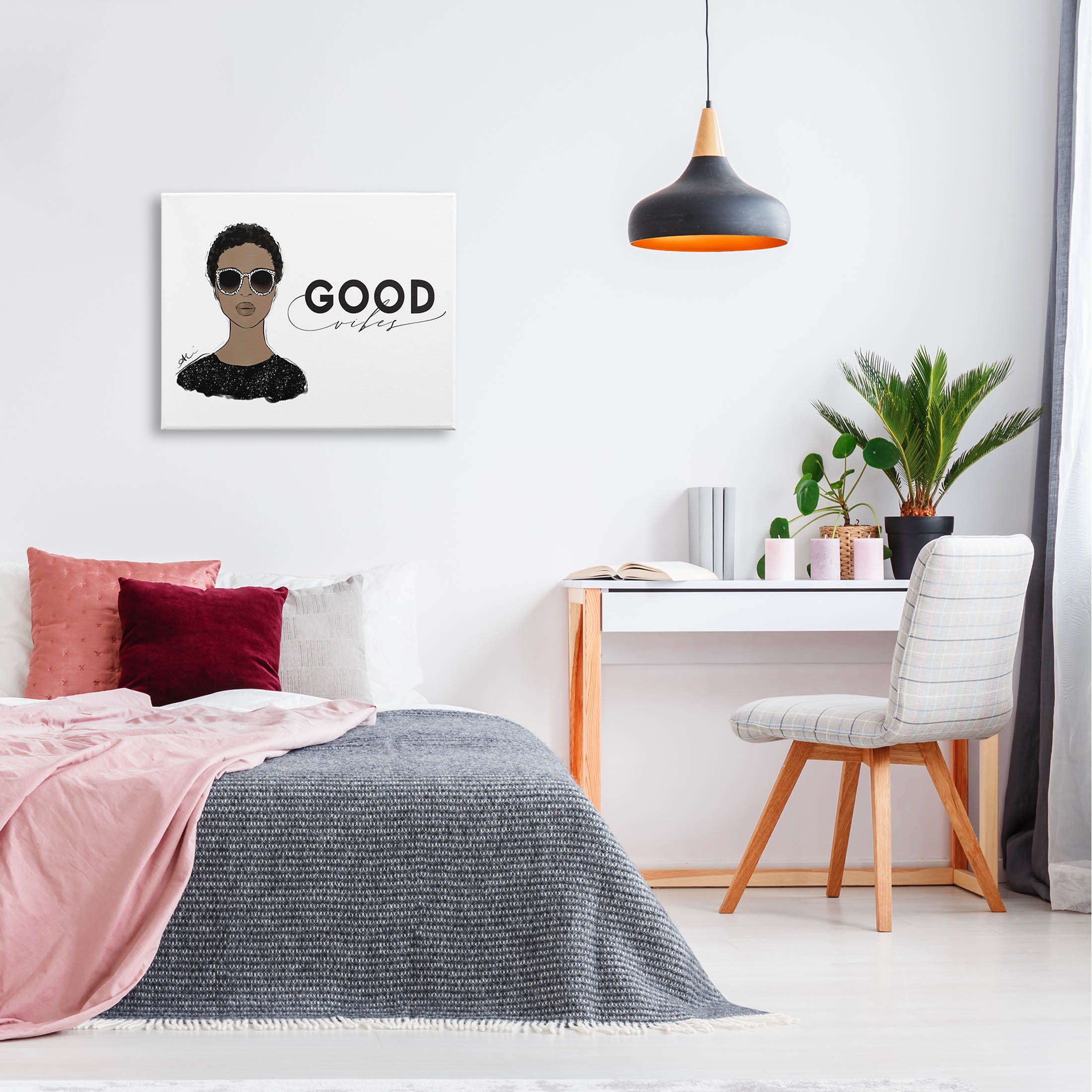 Stupell Industries Good Vibes Glam Portrait Graphic Art Gallery Wrapped Canvas Print Wall Art, Design by Alison Petrie
