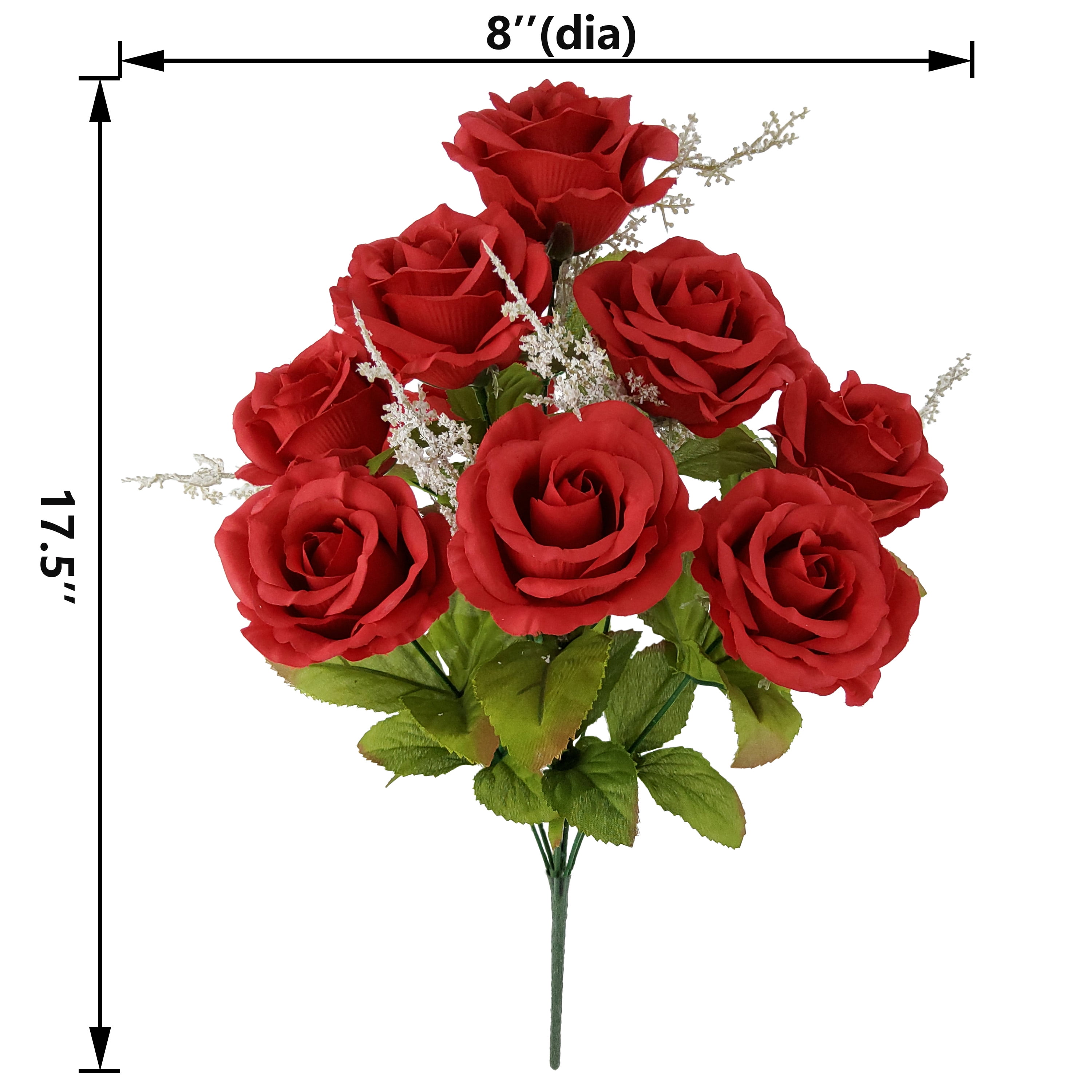 (2 pack) Mainstays Indoor Artificial Rose Bush, Red Color, Assembled Height 17.5"