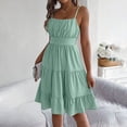 thumbnail image 6 of WRKEKC Midi Dresses for Women Solid Square Neck Sleeveless Smocked Tiered Ruffle Low Back Midi Soft Flowy Soft, 6 of 9