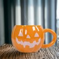 thumbnail image 3 of 12Oz Halloween Pumpkin Ceramic Mug, Spooky Fall Coffee Cup with Handle for Home Office Party Gatherings No Lid, Halloween Mug Pumpkin Mug Cute Ceramic Cup for Gifts, 3 of 5