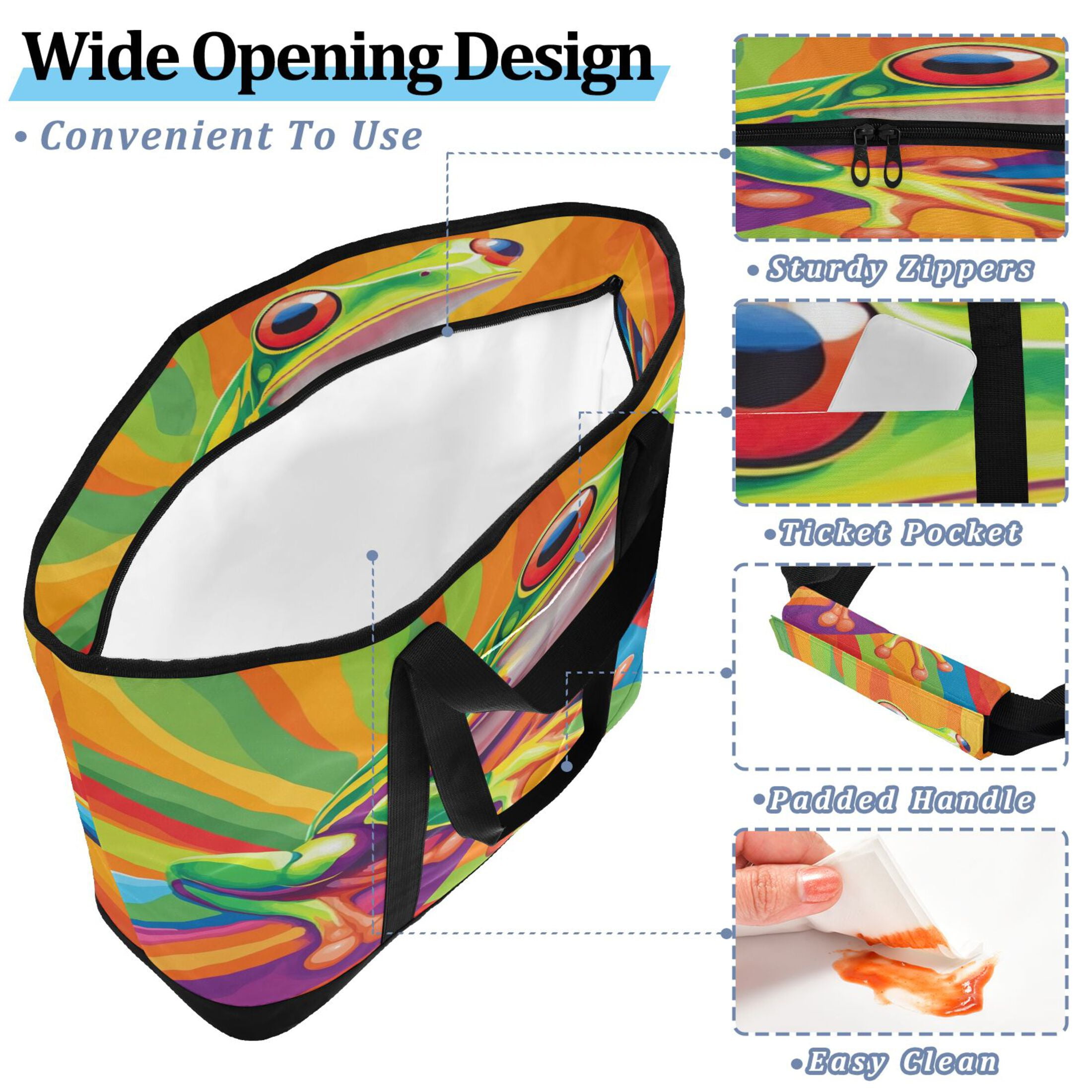 Large Hand-held Ice Pack Picnic Bag Insulation and Refrigeration Suitable for Shopping Picnics and Camping Cartoon Green Frog