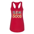 thumbnail image 2 of Wild Bobby Sea The Good Surfboard Sun Rise Good Vibes Nature Lover Women Racerback Tank Top, Red, Large, 2 of 6