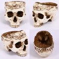 thumbnail image 2 of Cráneo humano realista Resina Halloween Candy Bowl Maceta Plato Estatua Escultura Esqueleto, 7.68 pulgadas, floral tallado JAMW Sencillez, 2 of 5