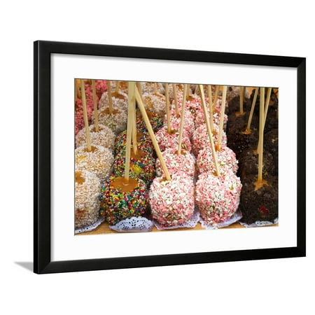 Hand Dipped Caramel Apples in Chocolate and Nuts. Street Food Framed Print Wall Art By (Best Apples For Caramel Dipping)