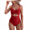 Red, variant on Women's Swimsuits One Piece Bathing Suit for Women Tummy Control Cutout High Waisted Bathing Suit Wrap Tie Back 1 Piece Swimsuit for Beach Pool Summer Vacation Party