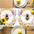 thumbnail image 4 of Flower Garland Table Runner, Watercolor Bee Kitchen Table Runners Dress Scarves for Table Decorations Party/Restaurant/Indoor Outdoor Use, 18x72in, 4 of 9