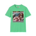thumbnail image 6 of Basset Hounds Happy Girl in a Robe Unisex Softstyle T-Shirt, 6 of 11