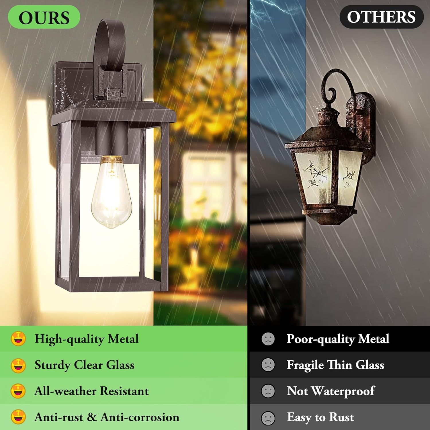 Outdoor Wall Light Fixtures, Exterior Lighting Fixtures Wall Mount, Waterproof Porch Lights Outdoor Wall Sconces Lanterns, Modern Outside Lights for House Front Door Garage