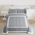 thumbnail image 2 of Homewish Fashion Square Adult Bedding Comforter Set, Modern Abstract Stripes Twin Comforter Sets, Grey White Lines Reversible Bedding Set, Lightweight Room Decor, 2-Piece, 2 of 8