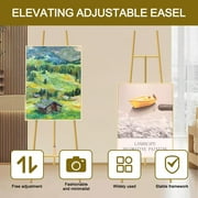 G TALECO GEAR Gold Easel Stand for Sign, Picture Display Stand, Art Easel for Painting, Wedding, Poster, Lightweight Metal, Adjustable 3-Tier, 53.6in
