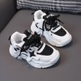 thumbnail image 5 of CAUYDY Boys Kids Black Mesh Athletic Running Shoes Lightweight Non Slip Lace Up Dad Sneakers for School Playground and Casual Wear(L101-Black,11), 5 of 6