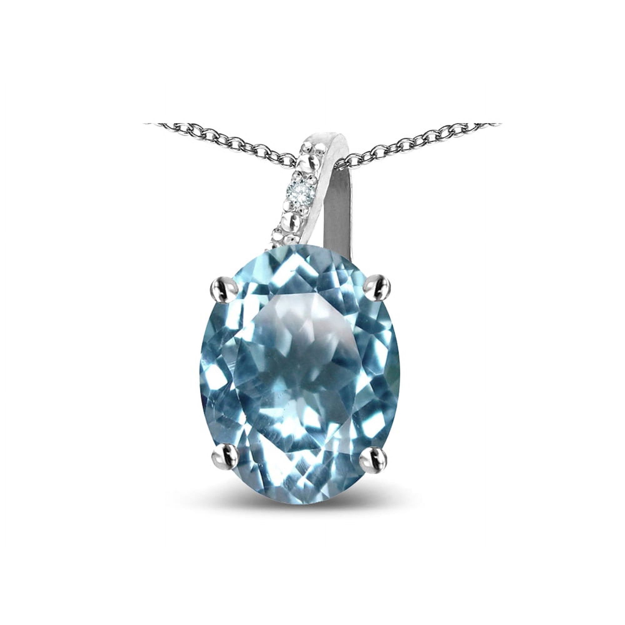 Star K� Oval 8x6 Genuine Sky Blue Topaz Journey Pendant Necklace