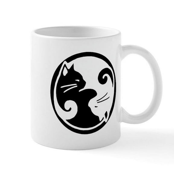 CafePress - Yin Yang Cat Mug Mugs - 11 oz Ceramic Mug - Novelty Coffee Tea Cup