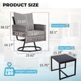 thumbnail image 3 of Ainfox Patio Swivel Bistro Set,3-Piece Ourdoor Furniture Set,Wicker Rattan Coversation Rocking Chairs w/Glass Top Table & Cushions,Grey, 3 of 5