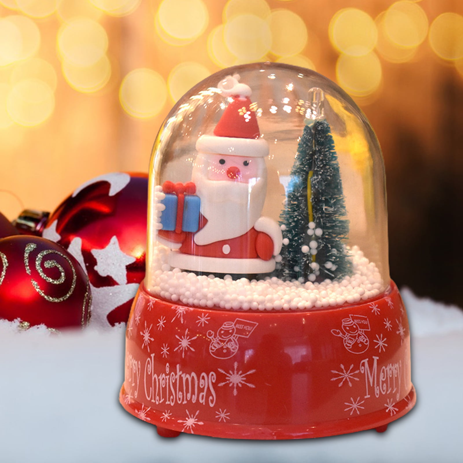 Overfox Christmas Snow Globe, Glitter Crystal Ball for Christmas  Decorations Great Lighted Gifts for Kids, Santa Claus 