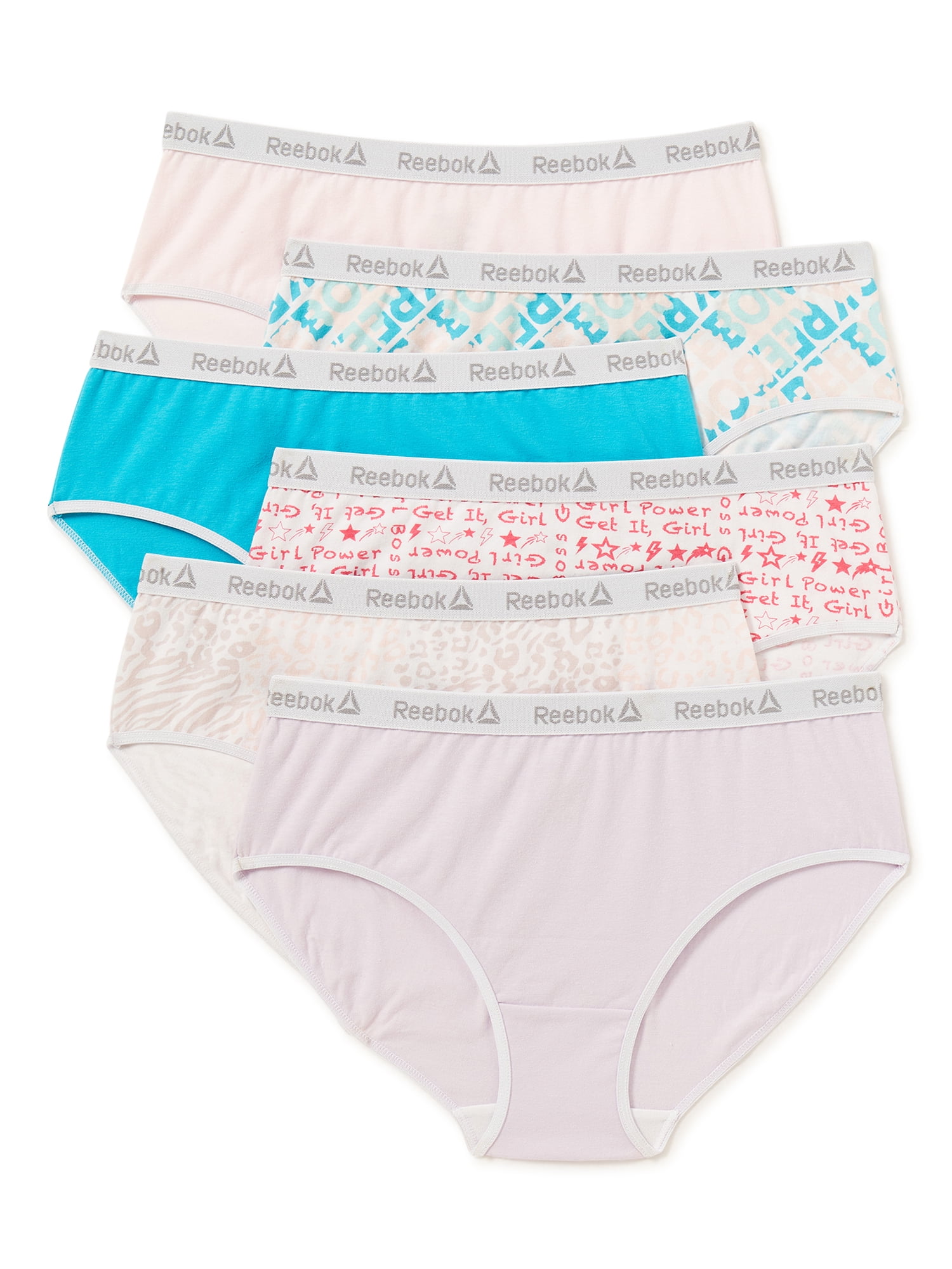 Reebok Reebok Girls Underwear Cotton Stretch Hipster Panties, 6Pack, Sizes SXL