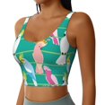 thumbnail image 2 of Sports Bras For Women Workout Tank Tops, Striped Cartoon Cute Parrot Running Vest With Removable Cups, 2 of 2