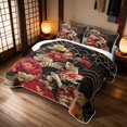 Gold Geisha Manfei Red Fan Twin Quilt Set, Gold Dragon Geisha Twin Coverlet Set ...