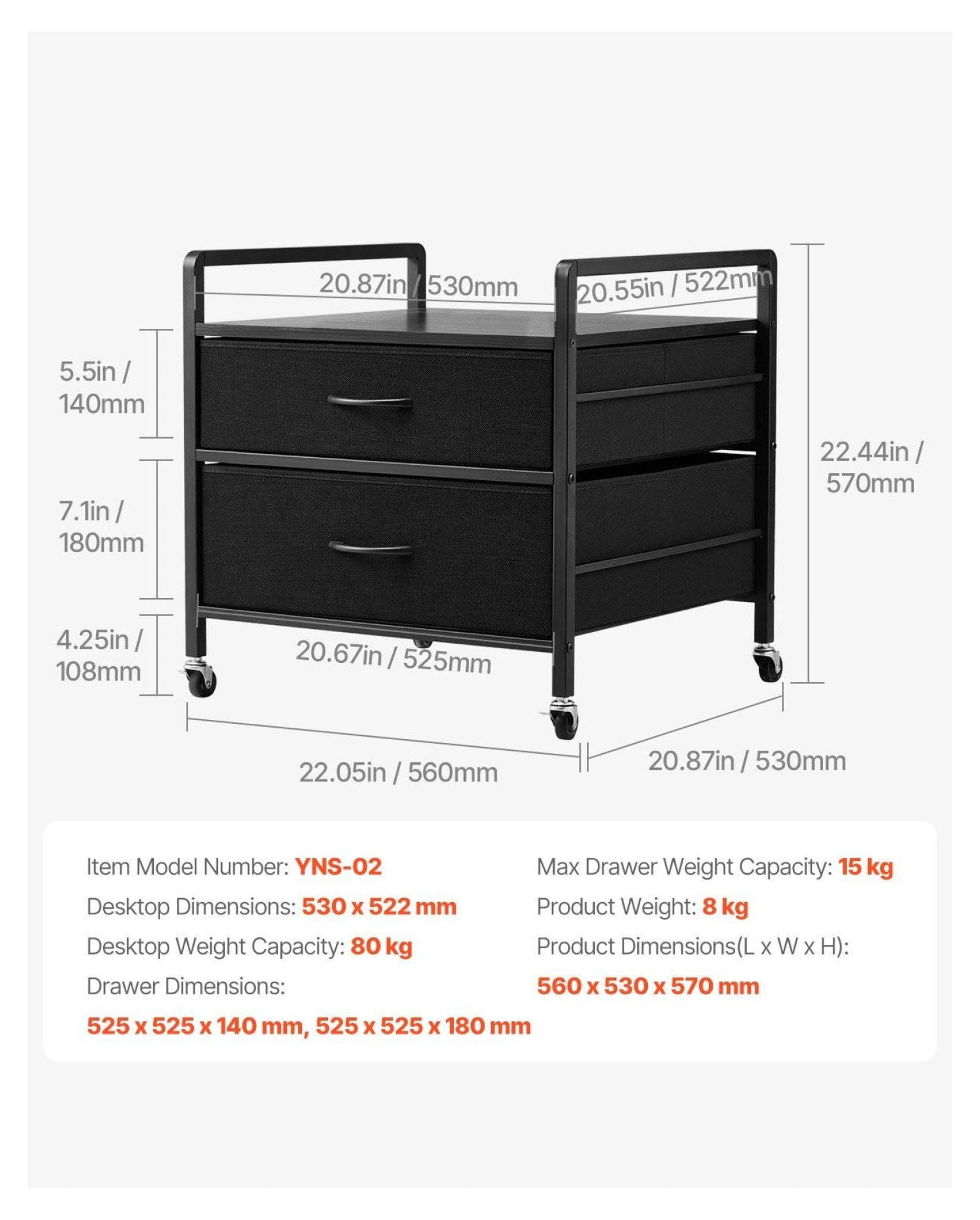 Mini Fridge Stand with Storage, 176 lb Capacity, 2 Drawers & Wheels - Black Organizer for Dorm, Apartment, Office - Mobile Mini Fridge Table