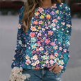 thumbnail image 2 of Utoimkio Long Sleeve Shirts for Women Plus Size Casual Floral Print Crewneck Loose Fit Pullover Shirts Tops for Women, 2 of 5