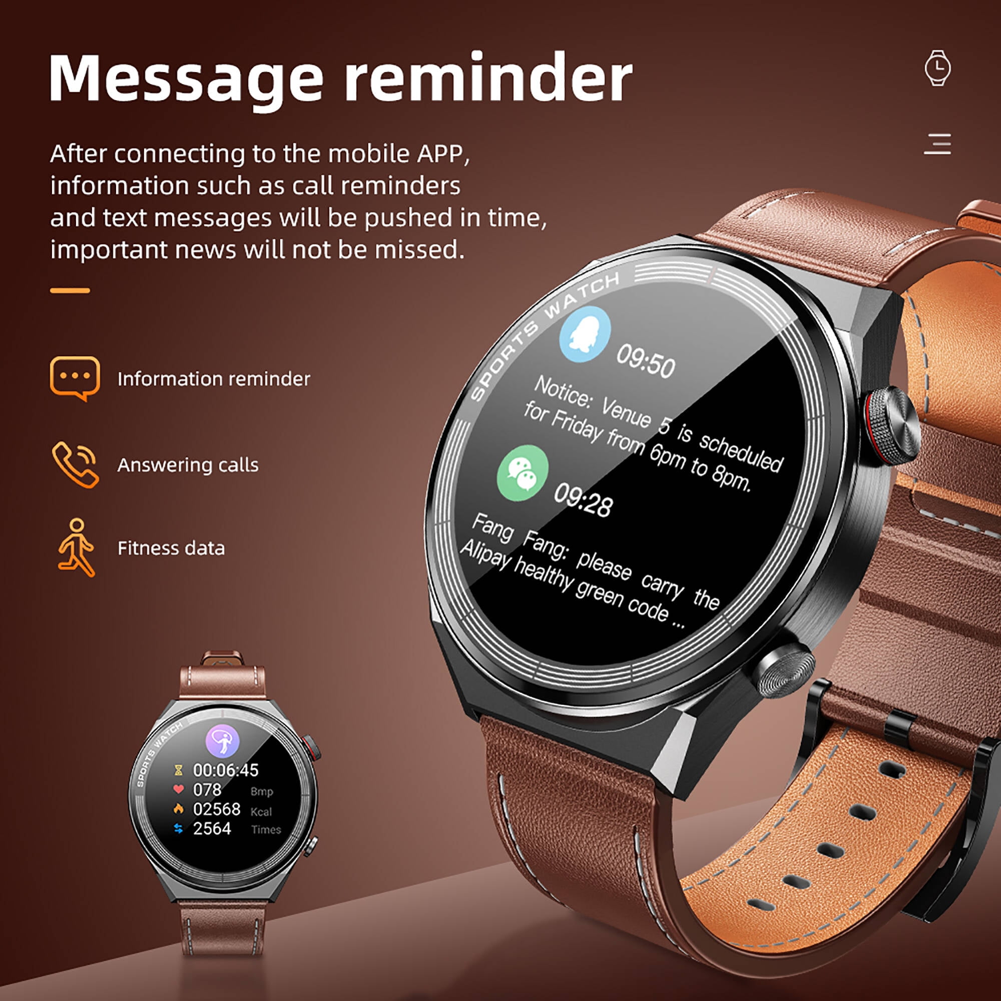 HOCO Bluetooth Smart Watch 1.5 inch Touch Screen Heart Rate