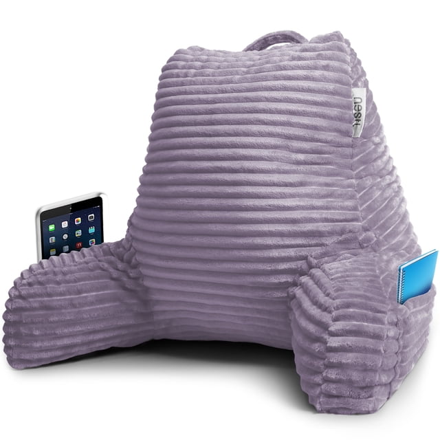 Nestl Almohada de Lectura con Respaldo, Apoyo para la Espalda Brazos, Descanso Cama Memory Foam Triturada, Color Morado Empolvado.