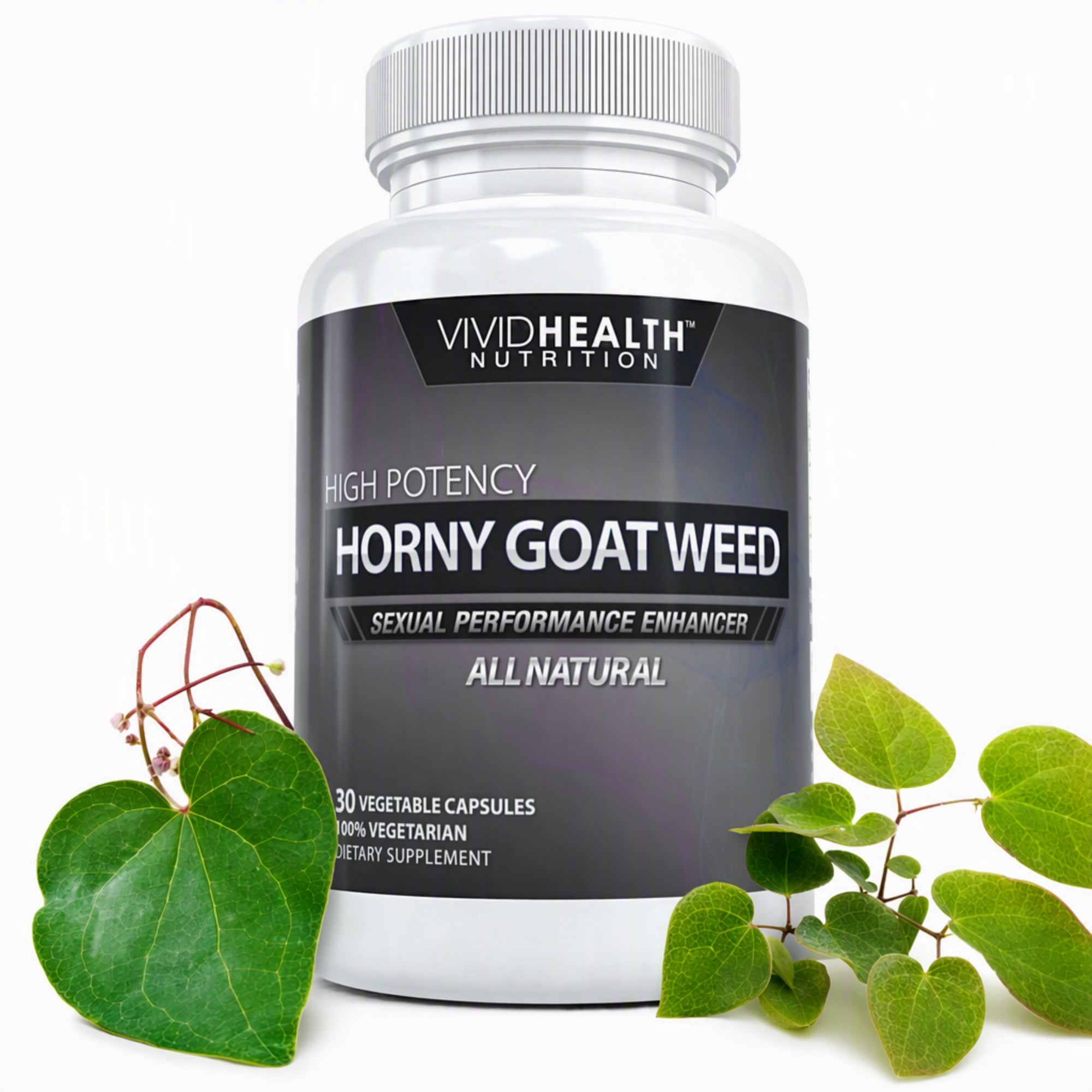 Horny Goat Weed Libido Booster: Maximize Performance & Stamina by Vivid Health Nutrition - 30 Capsules