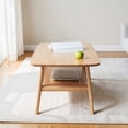 thumbnail image 4 of Hassch 2-Tier Coffee Table, 31.5" Solid Wood Cocktail Table with Open Shelf, Center Table for Living Room, Easy Assembly, Oak, 4 of 7
