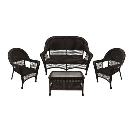 4 Piece Brown Resin Wicker Patio Furniture Set 2 Chairs Loveseat Coffee Table Walmart Canada