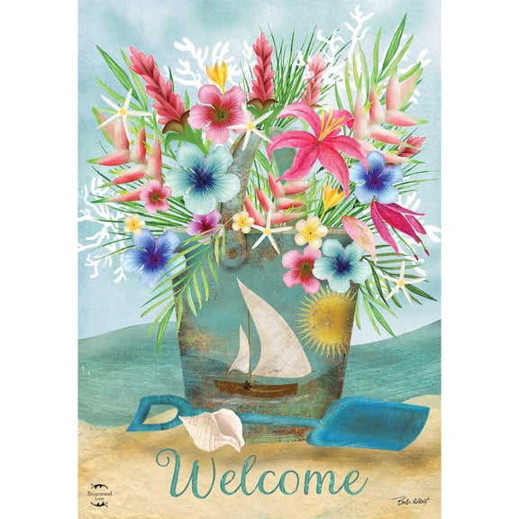 Briarwood Lane Summer House Flag 40x28 For Outdoor Coastal Flowers For Summer House Flag