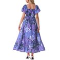 thumbnail image 3 of INSPIRAR CHIC Vestido Maxi Boho de Manga Corta con Escote Corazón Floral para Mujeres L Azul Púrpura, 3 of 6