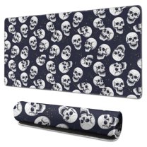 Long Mouse Pads for Desk,Navy Skull Pattern Desk Mats on Top Of Desks, Desk Mouse Pad Extra Large with 3mm Non-Slip Base and Stitched Edge for Gaming,Office,Work,Home 31.5"x15.7"