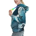 thumbnail image 2 of Uemuo Ice Blue Ocean Cute Dolphin A Pattern Women's Hoodie with Eye-catching Drawstrings- Casual Pullover Hoodie with Kangaroo Pocket, Stylish Hooded Sweatshirt-Medium, 2 of 7