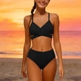 thumbnail image 2 of Purcolt Girls High Waisted Bikini Sets Two Piece Swimwear Front Criss Cross Tummy Control Swimsuit Bathing Suit for Girl 5-16Y, 2 of 9