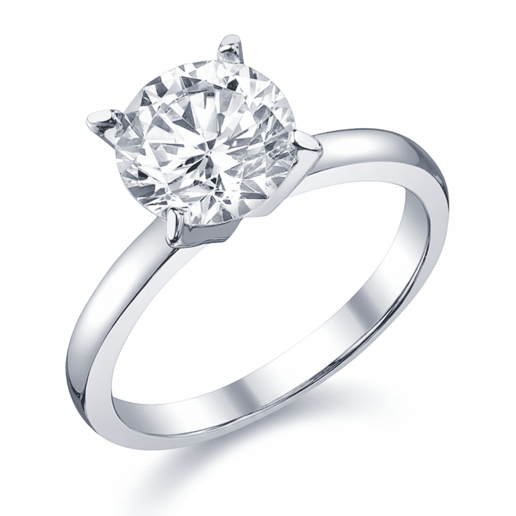 Metal Masters Womens 2Ct. Solitaire Round Brilliant Cubic Zirconia Sterling Silver 925 Wedding Engagement Ring
