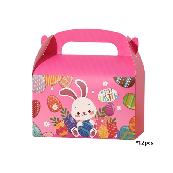 HuiXinOu Easter Gift Bags, 12-Pack Bunny and Egg Pattern Decorative Bags, Holiday Party Favors, Treat Bags for Classroom, Church, Easter Egg Hunt