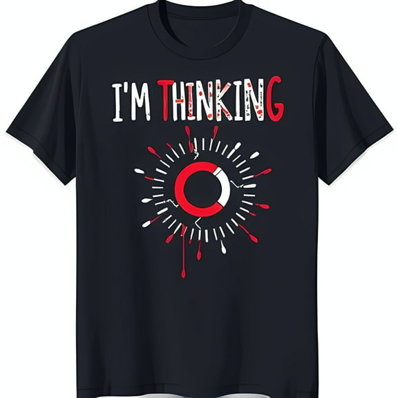 Stylish Black T-Shirt with Red & White Graphic: 'I'M ' Sun Design