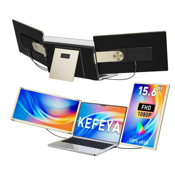 Extensor de pantalla triple portátil Monitor KEFEYA de 15,6 pulgadas, FHD 1080P