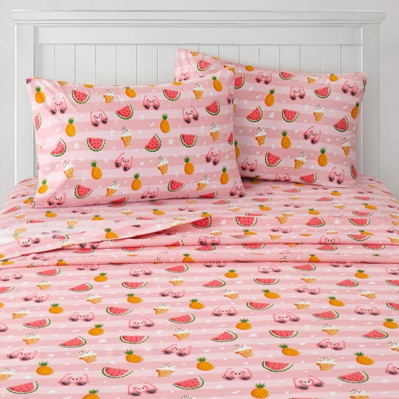 Sweet Summer Fun Pink Kids Sheet Set Full