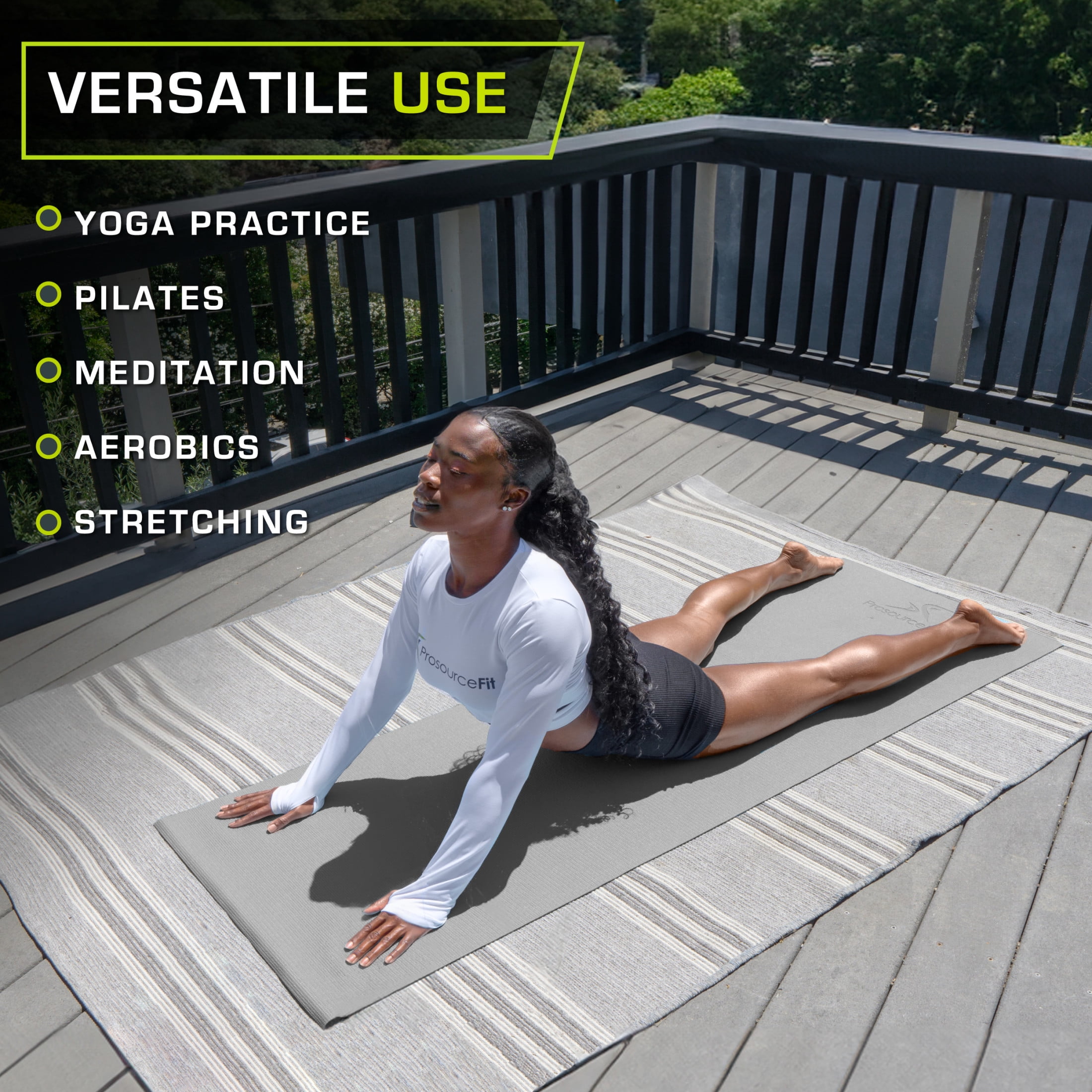 ProsourceFit Classic Yoga Mat 1/8”, 3mm Thick Extra Long 72" for Stability