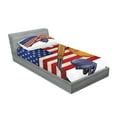 thumbnail image 2 of Sports Fitted Sheet & Pillow Sham Set, USA American Flag and Baseball Equipment Championship Tournament Inspired Art, Decorative Printed 4 Piece Bedding Decor Set, Twinxl, Multicolor, by Ambesonne, 2 of 3