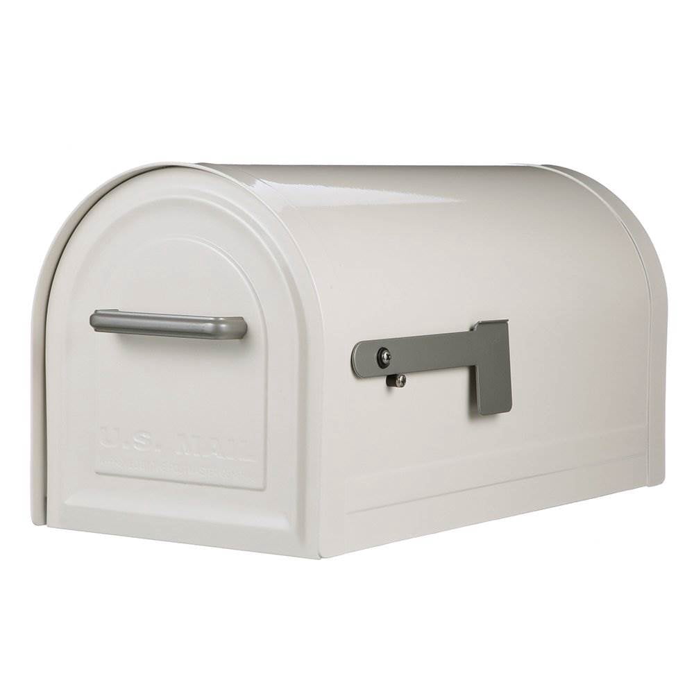 Architectural Mailboxes Reliant Large, Locking, Post Mount Mailbox, White, MB981WAM