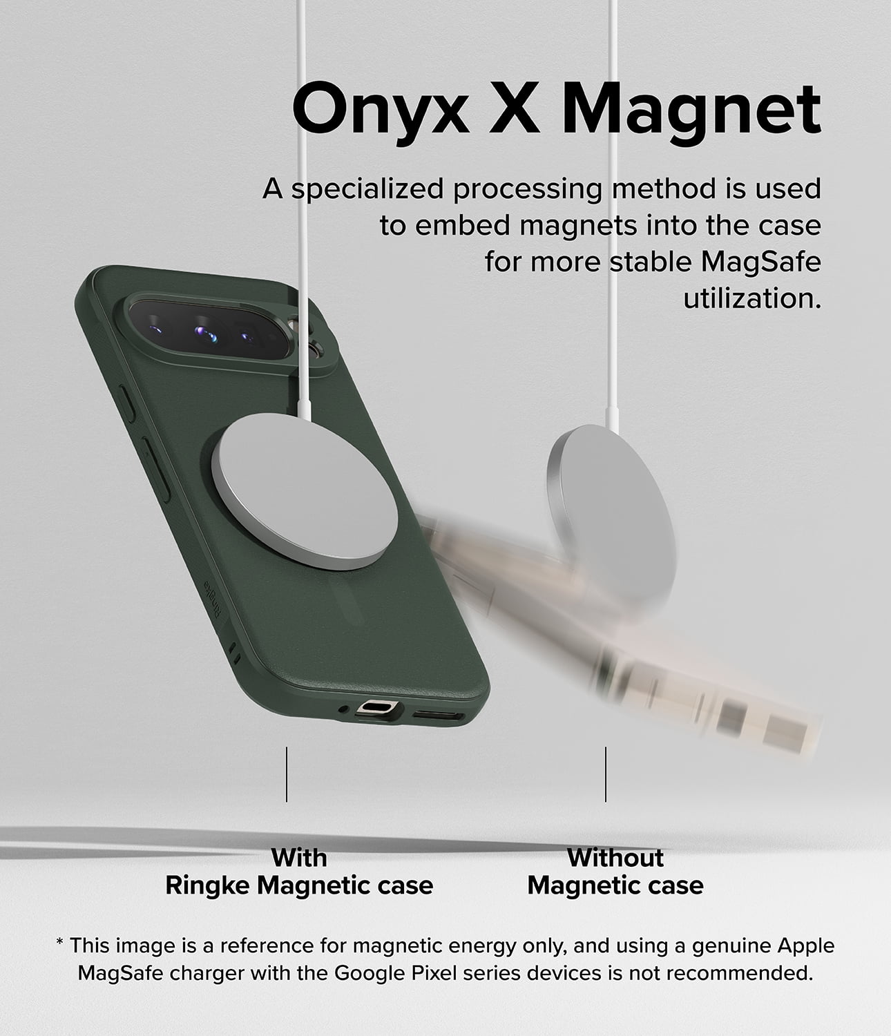 Ringke Pixel 9 Pro XL [Onyx Magnetic] High Quality Flexible Heavy Duty Durable Phone Case Compatible with Magnetic Charger - Dark Green