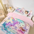 thumbnail image 3 of Metsweet Magical Horse Elf Twin Duvet Cover, Princess Castle Butterfly Flowers Twin Bedding,Pink Reversible,2pcs,1 Duvet Cover and 1 Pillowcase, 3 of 6